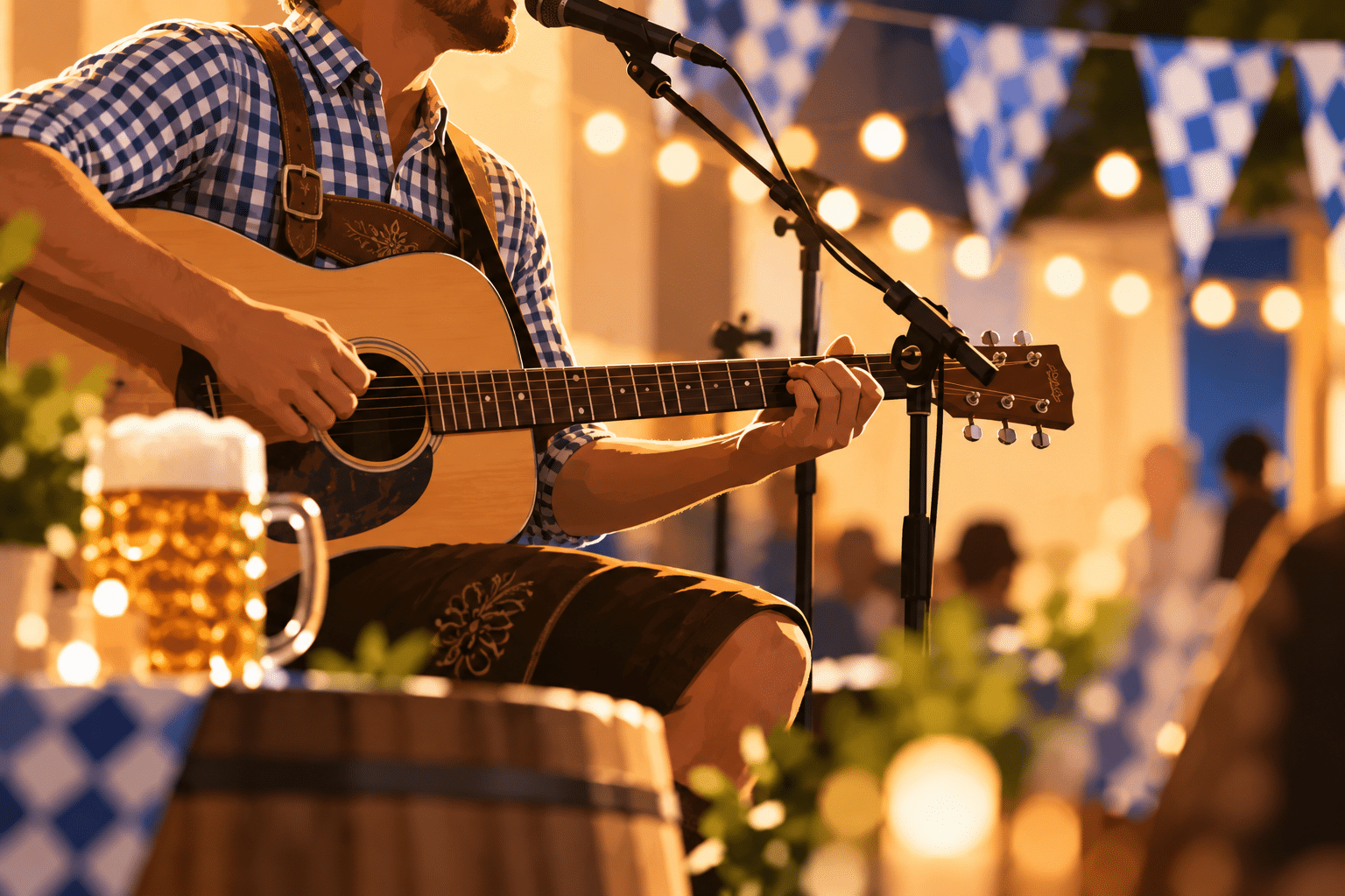 Oktoberfest-inspired illustration of a guitarist